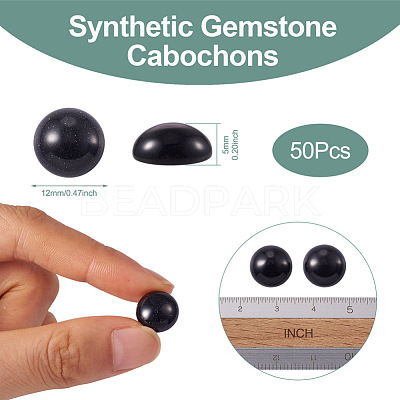 Synthetic Blue Goldstone Cabochons G-R416-12mm-34-1