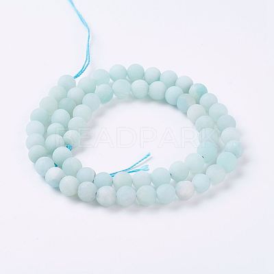 Natural Amazonite Beads Strands G-J376-19F-6mm-1