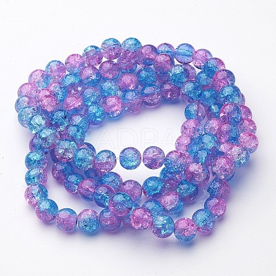 31~32 inch pinkt/ blue Crackle Glass Beads GGC8MM038-1