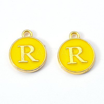 Golden Plated Alloy Enamel Charms ENAM-S118-09R-1