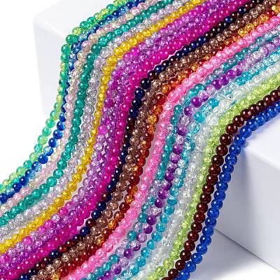 20 Colors Spray Painted Crackle Glass Beads Strands CCG-X0012-01-8mm-1