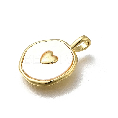 Brass Pave Natural Shell Pendants KK-C090-47G-1