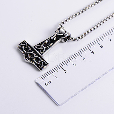 304 Stainless Steel Gothic Hammer Pendant Necklaces for Men SG5429-1