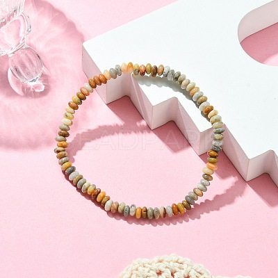 Natural Crazy Agate Flat Round Beaded Stretch Bracelets for Women BJEW-JB09717-04-1