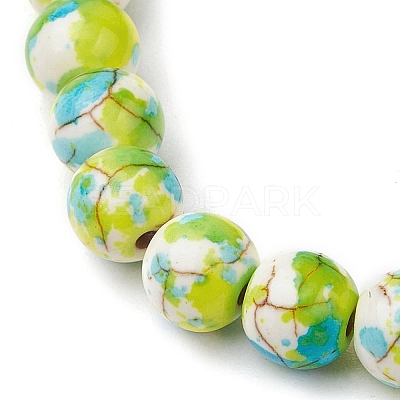 Synthetic Dyed Turquoise Beaded Stretch Bracelets for Women Men BJEW-JB11549-01-1