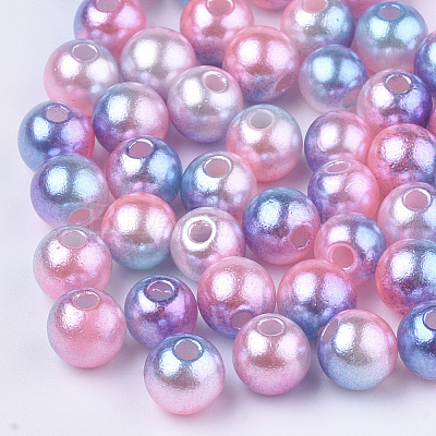 Rainbow ABS Plastic Imitation Pearl Beads OACR-Q174-12mm-13-1