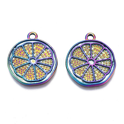 Rainbow Color Alloy Pendants Enamel Settings PALLOY-S180-312-1