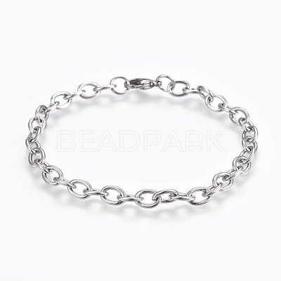 Tarnish Resistant 304 Stainless Steel Cable Chain Bracelets BJEW-P239-05-1