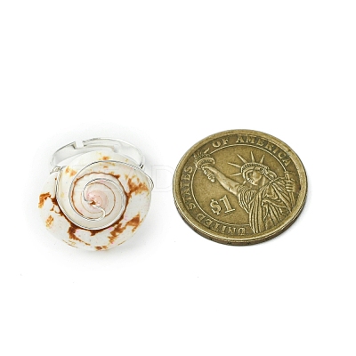 Natural Shiva Eye Shell Finger Rings RJEW-TA00174-1