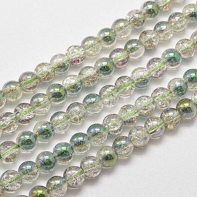 Electroplate Synthetic Crackle Quartz Bead Strands EGLA-J067-8mm-HR02-1