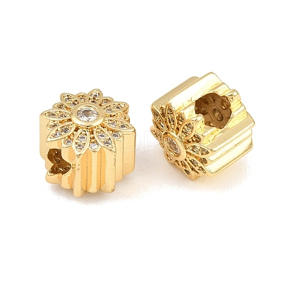 Brass Micro Pave Clear Cubic Zirconia European Beads CU-CBA765C-08G-1