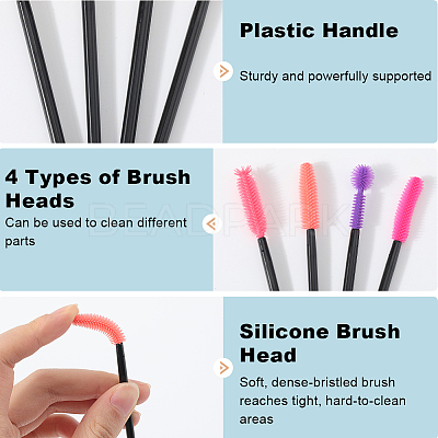 32Pcs 4 Styles Plastic & Silicone Eye Lashes Cosmetic Brushes AJEW-GF0010-51-1