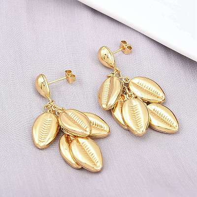 304 Stainless Steel Dangle Stud Earrings EJEW-P325-05E-G-1