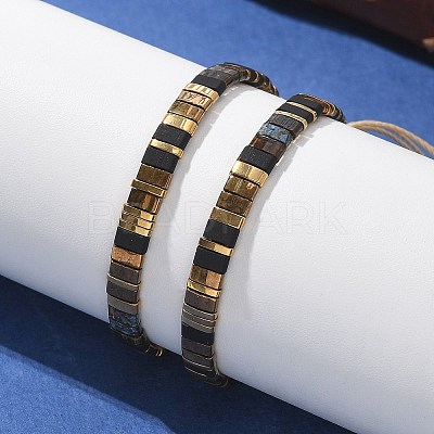 Vintage Ethnic Style Adjustable Glass Tila Beaded Handmade Slider Bracelets for Women ZN9527-12-1