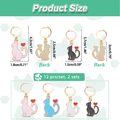 Alloy Enamel Cat Charm Locking Stitch Markers HJEW-PH01711-1
