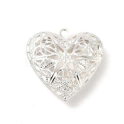 Hollow Heart Brass Locket Pendants KK-K414-12C-S-1