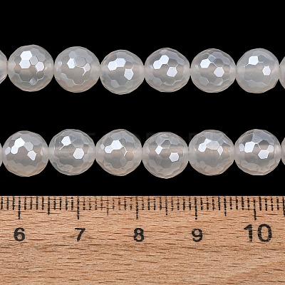 Electroplated Natural Agate Beads Strands G-B191-A07-8mm-20-1