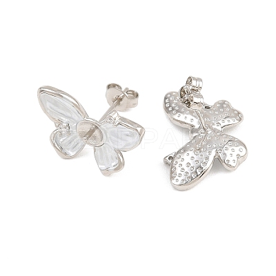 Brass Micro Pave Cubic Zirconia Stud Earring Findings CU-CBAA5EE-03P-A-1