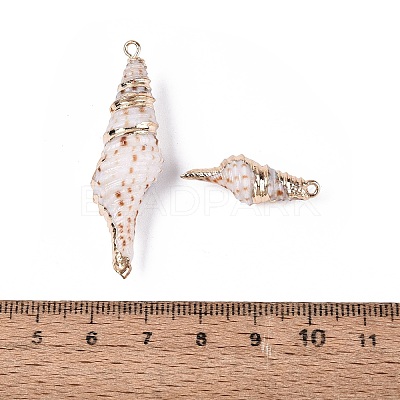 Electroplate Natural Sea Shell Pendants SSHEL-Q100-08KCG-1