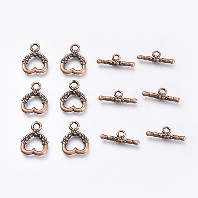Tibetan Style Alloy Heart Toggle Clasps PALLOY-J471-27R-1