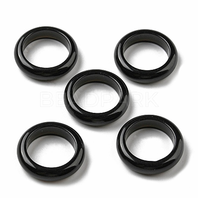 Natural Obsidian Plain Band Ring for Women RJEW-P044-01A-10-1
