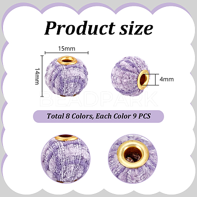 72Pcs 8 Colors Polyester European Beads OPDL-PH0001-09-1