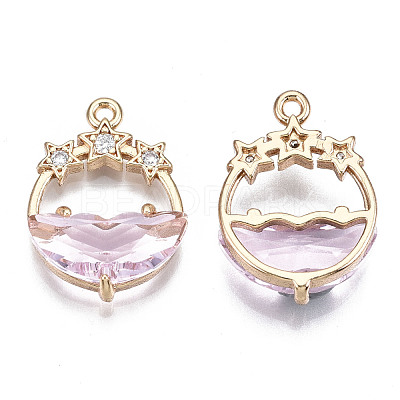 Faceted Transparent Glass Pendants GLAA-T020-18G-1