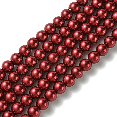 Eco-Friendly Dyed Glass Pearl Round Beads Strands HY-A008-8mm-RB038-1