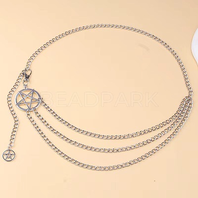 Pentagram Alloy with Aluminium 3 Layer Waist Belly Chains for Women FS-WGF67DF-01-1