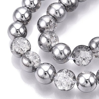 Electroplated Crackle Glass Beads Strands EGLA-N014-8mm-03-1