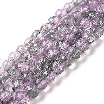 Spray Painted Crackle Glass Beads Strands CCG-Q002-6mm-02-1