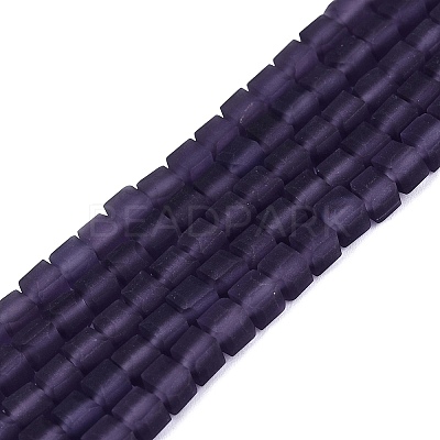 Transparent Frosted Glass Beads Strands GLAA-N072-01A-A15-1