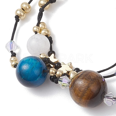 Gemstone & Nylon Thread Adjustable Multi-strand Bracelets BJEW-MZ00238-1