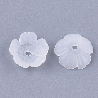 5-Petal Transparent Acrylic Bead Caps FACR-T001-11-1