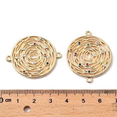Brass Micro Pave Colorful Cubic Zirconia Hollow Connector Charms KK-K351-58D-G-1