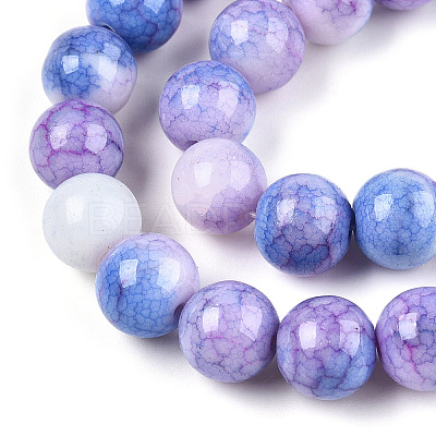 Ombre Effect Dyed Crackle Glass Beads X1-GLAA-T031-10mm-01T-1