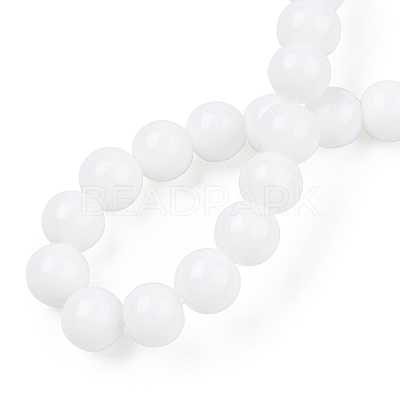 Opaque Solid Color Glass Beads Strands X-GLAA-T032-P8mm-02-1