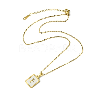 Ion Plating(IP) Rectangle with Initial Letter 304 Stainless Steel Pendant Necklace NJEW-R265-04G-F-1