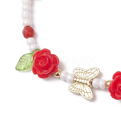 Glass Seed Bead and Resin Braided Bead Bracelets for Women BJEW-MZ00237-03-1