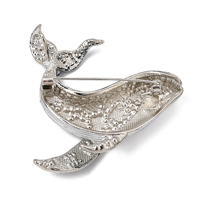 Whale Alloy Rhinestone Lapel Pin Brooches AL-CBAF606-04P-01-1