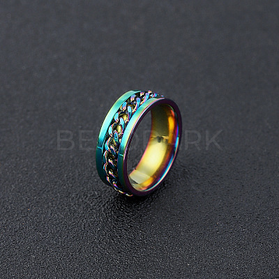 304 Stainless Steel Rotatable Chain Finger Rings for Men FS-WG60CA3-33-1