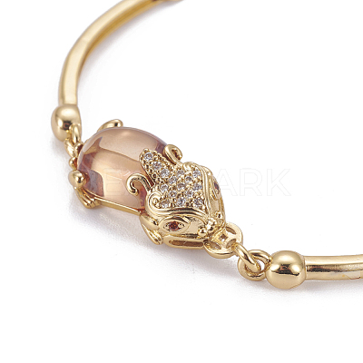 Golden Tone Brass Link Bracelets BJEW-L639-14A-1