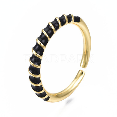 Enamel Wrap Open Cuff Ring RJEW-N037-009-1
