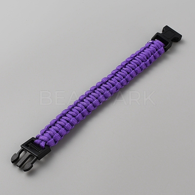 Survival Polyester Cord Bracelet with Plastic Clasps for Hiking Camping Outdoor BJEW-WH0018-54E-1