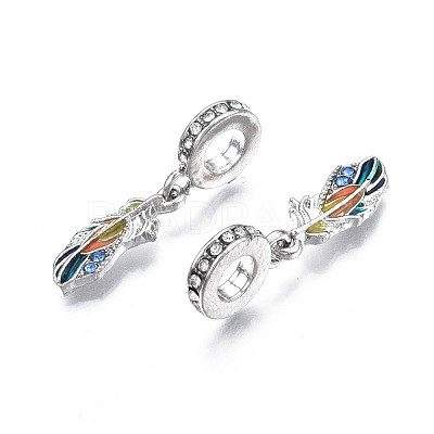 Rack Plating Alloy Enamel European Dangle Charms MPDL-N039-041-1