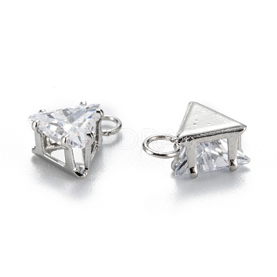 Brass Clear Cubic Zirconia Charms ZIRC-G170-15P-1