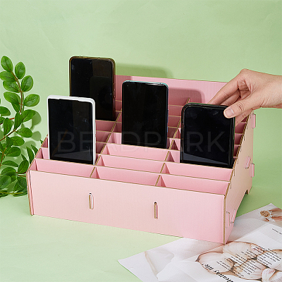 24-Grid Wooden Cell Phone Storage Box AJEW-WH0348-179-1