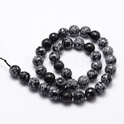 Natural Snowflake Obsidian Beads Strands G-G736-06-8mm-1