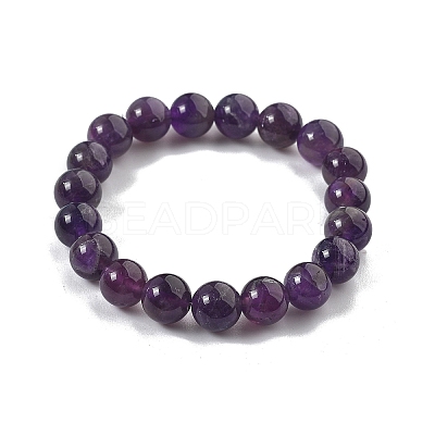 Natural Amethyst Bead Stretch Bracelets BJEW-K212-C-034-1