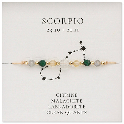 Natural stone constellation bracelet with 12 zodiac signs NR2952-12-1